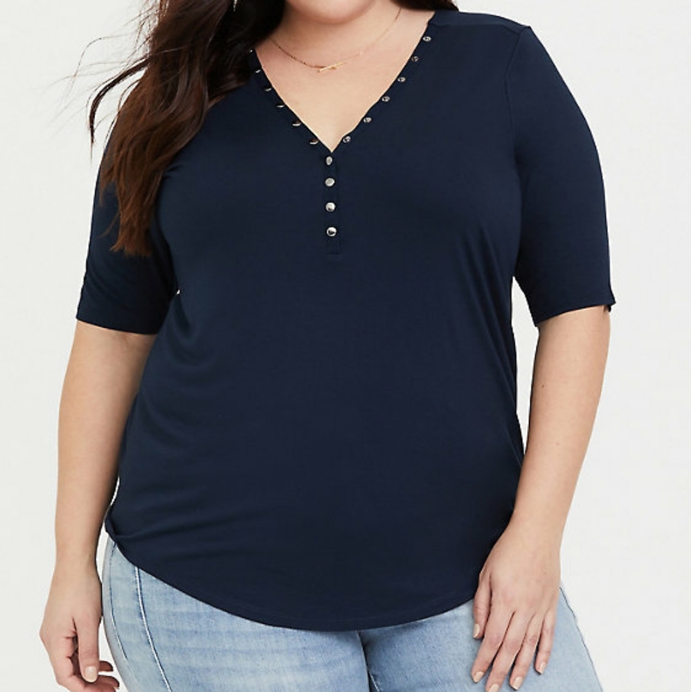 Vivid blue Henley snap tee